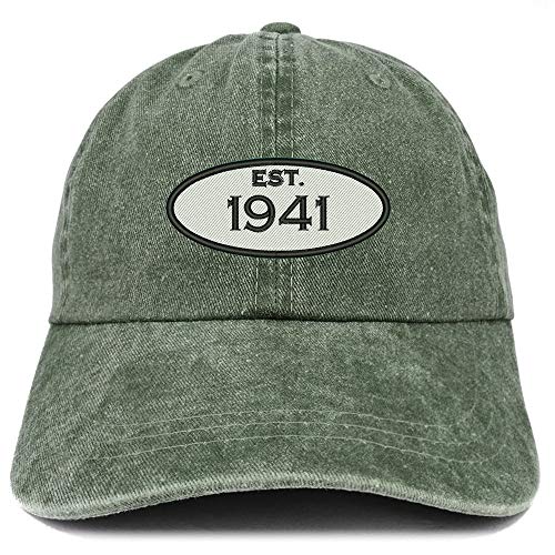 Trendy Apparel Shop 80th Birthday Established 1941 Washed Cotton Adjustable Cap