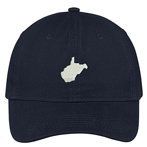 Trendy Apparel Shop West Virginia State Map Embroidered Low Profile Soft Cotton Brushed Baseball Cap