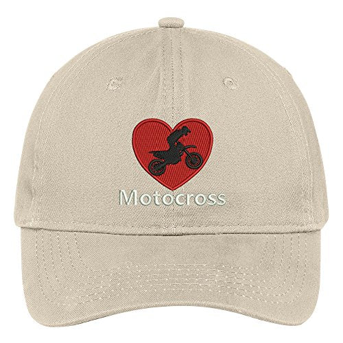 Trendy Apparel Shop Motocross Heart Embroidered Soft Crown 100% Brushed Cotton Cap