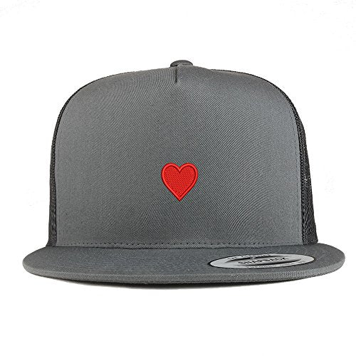 Trendy Apparel Shop Emoticon Heart Embroidered 5 Panel Flat Bill Trucker Mesh Back Cap