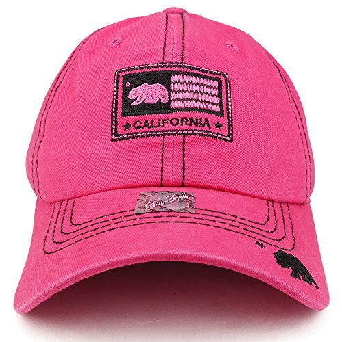 Trendy Apparel Shop California Flag with Cali Bear Embroidered Unstructured Baseball Cap