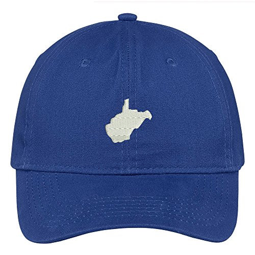 Trendy Apparel Shop West Virginia State Map Embroidered Low Profile Soft Cotton Brushed Baseball Cap