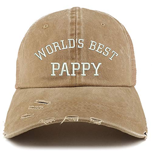 Trendy Apparel Shop World's Best Pappy Washed Front Mesh Back Frayed Bill Cap