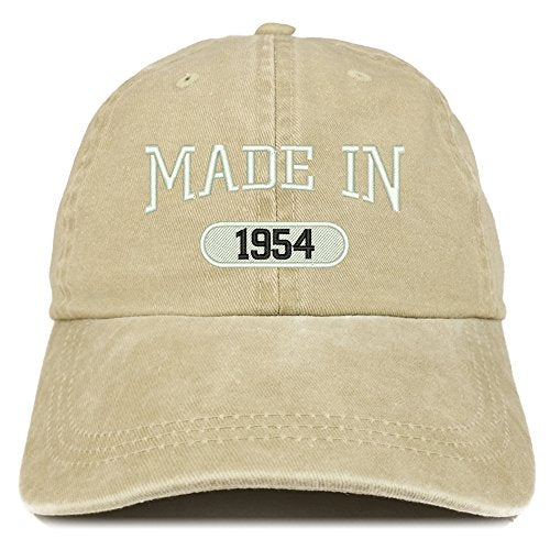 Trendy Apparel Shop Made in 1954 Embroidered 67th Birthday Washed Baseball Cap