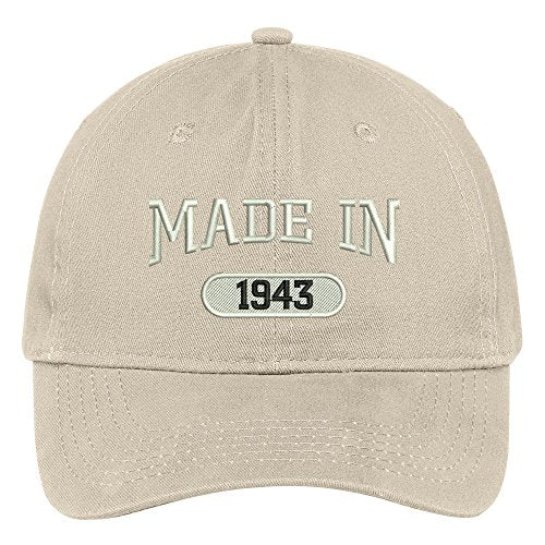 Trendy Apparel Shop 76th Birthday - Made in 1943 Embroidered Low Profile Cotton Baseball Cap