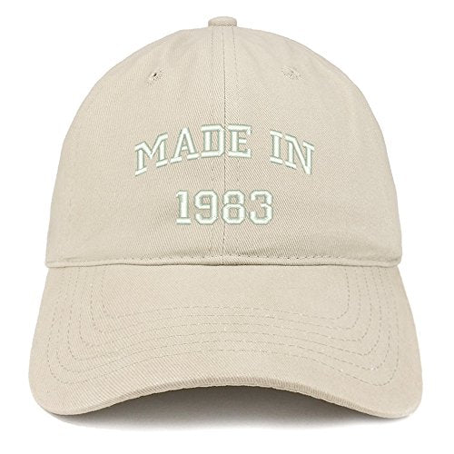 Trendy Apparel Shop Made in 1983 Text Embroidered 38th Birthday Brushed Cotton Cap