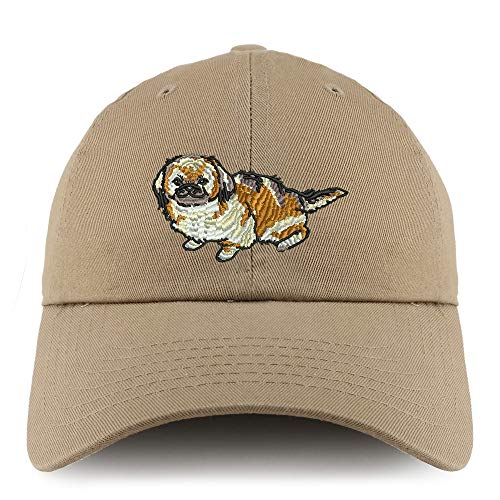 Trendy Apparel Shop Pekingese Dog Embroidered Low Profile Soft Cotton Dad Hat Cap