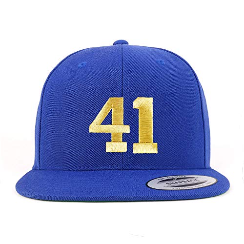 Trendy Apparel Shop Number 41 Gold Thread Flat Bill Snapback Baseball Cap