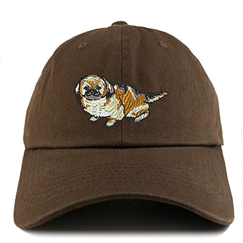 Trendy Apparel Shop Pekingese Dog Embroidered Low Profile Soft Cotton Dad Hat Cap