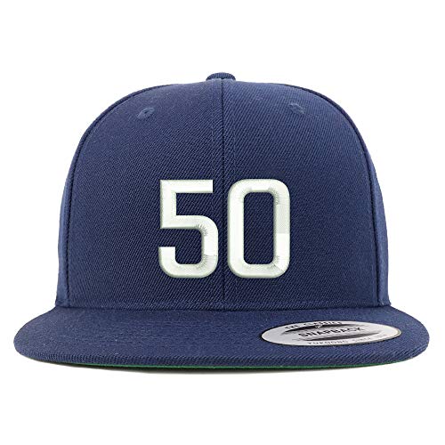 Trendy Apparel Shop Number 50 Embroidered Snapback Flatbill Baseball Cap