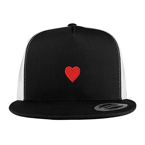 Trendy Apparel Shop Emoticon Heart Embroidered 5 Panel Flat Bill 2-Tone Trucker Mesh Cap