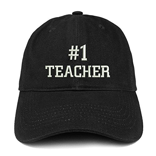 Trendy Apparel Shop Number 1 Teacher Embroidered Low Profile Soft Cotton Baseball Cap