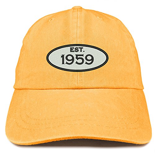 Trendy Apparel Shop Established 1959 Embroidered 62nd Birthday Gift Pigment Dyed Washed Cotton Cap