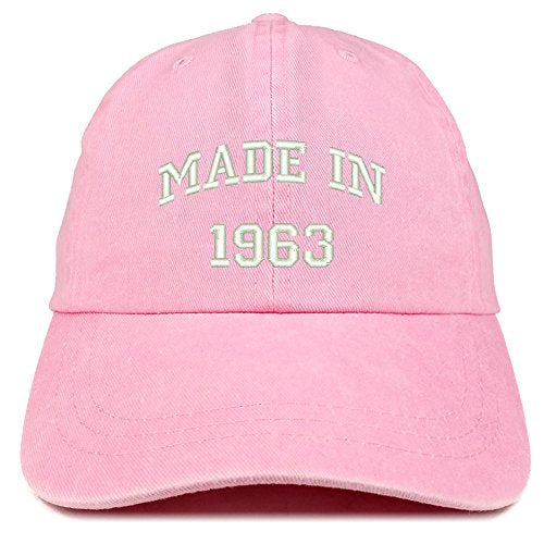 Trendy Apparel Shop Made in 1963 Text Embroidered 58th Birthday Washed Cap