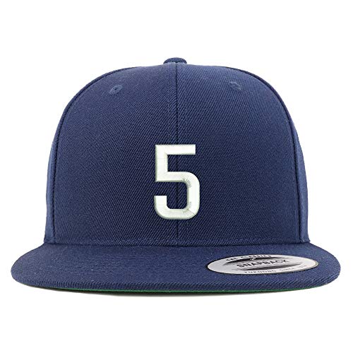 Trendy Apparel Shop Number 5 Embroidered Snapback Flatbill Baseball Cap