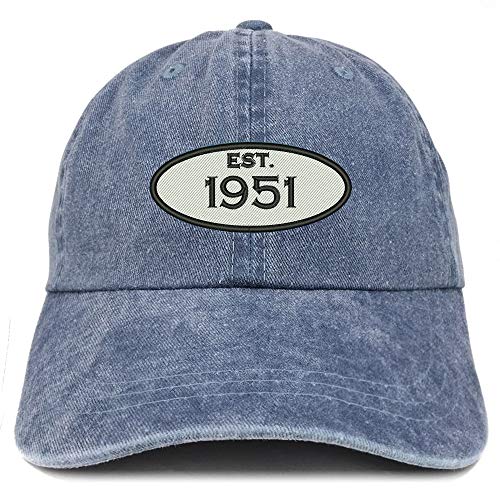 Trendy Apparel Shop 70th Birthday Established 1951 Washed Cotton Adjustable Cap