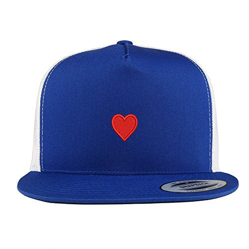 Trendy Apparel Shop Emoticon Heart Embroidered 5 Panel Flat Bill 2-Tone Trucker Mesh Cap