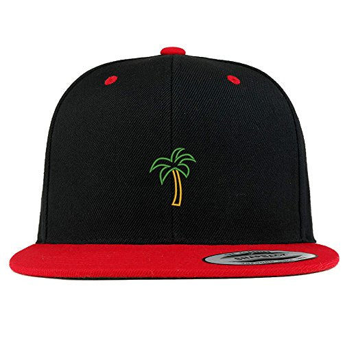 Trendy Apparel Shop Palm Tree Embroidered Premium 2-Tone Flat Bill Snapback Cap