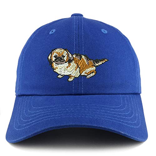 Trendy Apparel Shop Pekingese Dog Embroidered Low Profile Soft Cotton Dad Hat Cap