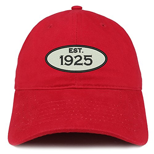 Trendy Apparel Shop Established 1925 Embroidered 96th Birthday Gift Soft Crown Cotton Cap