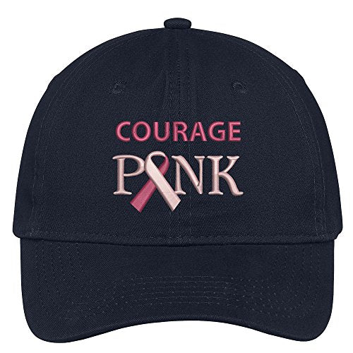 Trendy Apparel Shop Pink Courage Embroidered Low Profile Soft Cotton Brushed Baseball Cap