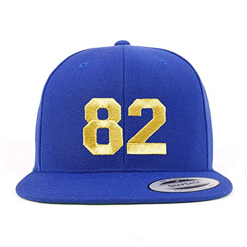 Trendy Apparel Shop Number 82 Gold Thread Flat Bill Snapback Baseball Cap