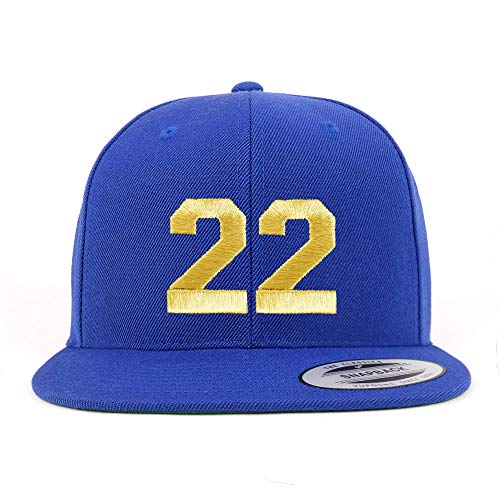 Trendy Apparel Shop Number 22 Gold Thread Flat Bill Snapback Baseball Cap