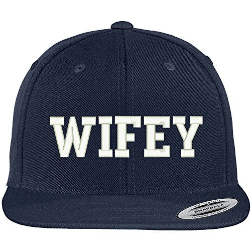 Trendy Apparel Shop Wifey Embroidered Flat Bill Adjustable Snapback Cap