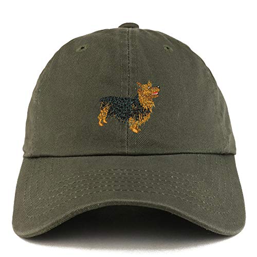 Trendy Apparel Shop Australian Terrier Dog Embroidered Low Profile Soft Cotton Dad Hat Cap