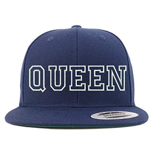 Trendy Apparel Shop Queen Outline Embroidered Snapback Flatbill Baseball Cap