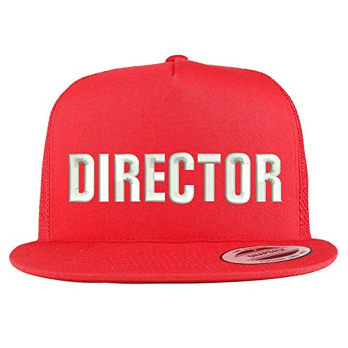 Trendy Apparel Shop Director Embroidered 5 Panel Flatbill Trucker Mesh Snapback Cap