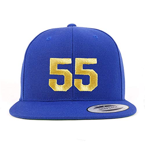 Trendy Apparel Shop Number 55 Gold Thread Flat Bill Snapback Baseball Cap