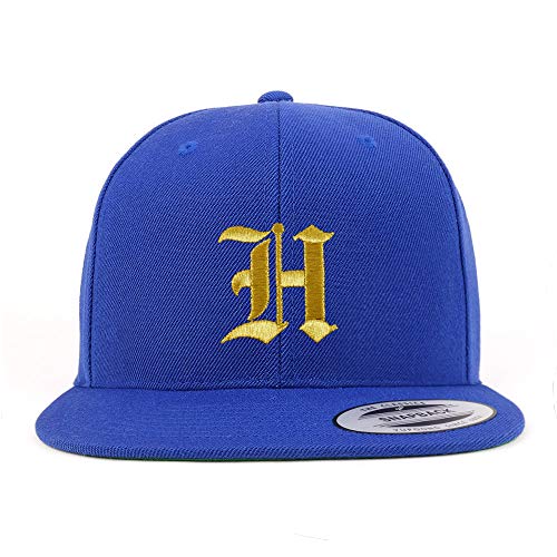 Trendy Apparel Shop Old English Gold H Embroidered Snapback Flatbill Baseball Cap