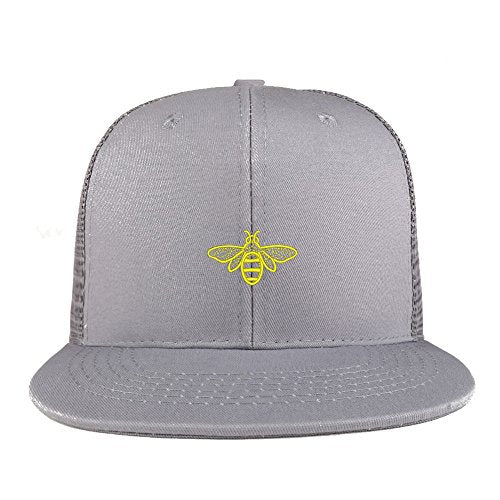 Trendy Apparel Shop Bee Embroidered Cotton Flat Bill Mesh Back Trucker Cap