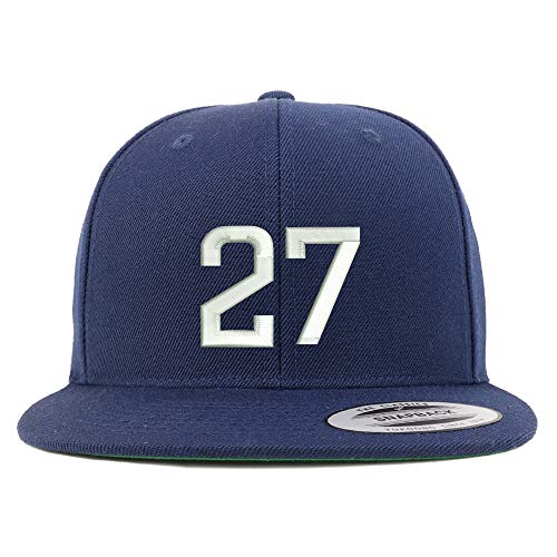 Trendy Apparel Shop Number 27 Embroidered Snapback Flatbill Baseball Cap