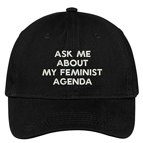 Trendy Apparel Shop Ask Me About My Feminist Agenda Embroidered Soft Brushed Cotton Cap