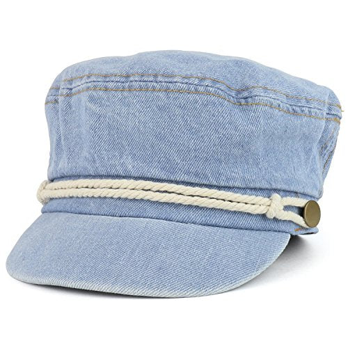 Trendy Apparel Shop Greek Style Washed Denim Fisherman Cabbie Hat