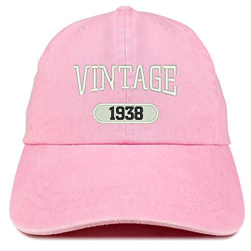 Trendy Apparel Shop Vintage 1938 Embroidered 83rd Birthday Soft Crown Washed Cotton Cap