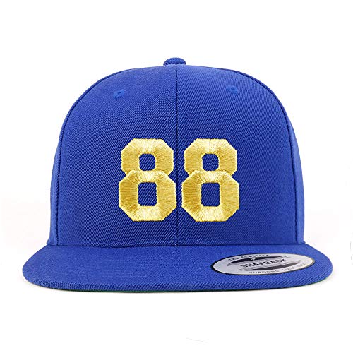 Trendy Apparel Shop Number 88 Gold Thread Flat Bill Snapback Baseball Cap