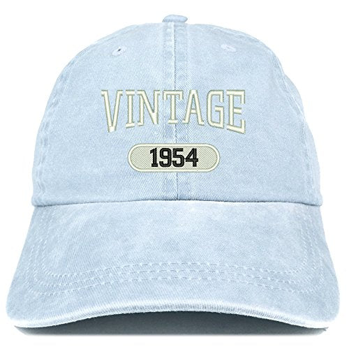 Trendy Apparel Shop Vintage 1954 Embroidered 67th Birthday Soft Crown Washed Cotton Cap