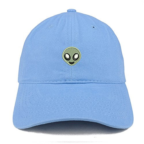 Trendy Apparel Shop Alien Emoticon Embroidered 100% Soft Brushed Cotton Low Profile Cap