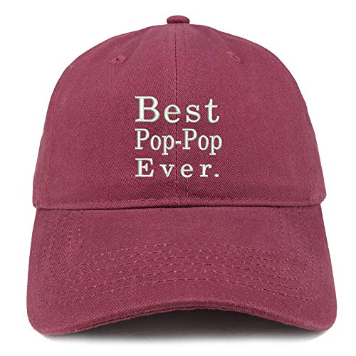 Trendy Apparel Shop Best Pop Pop Ever Embroidered Soft Crown 100% Brushed Cotton Cap