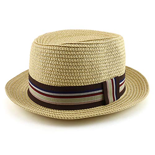 Trendy Apparel Shop Youth Size Boy's Paper Braid Tweed Porkpie Fedora Hat