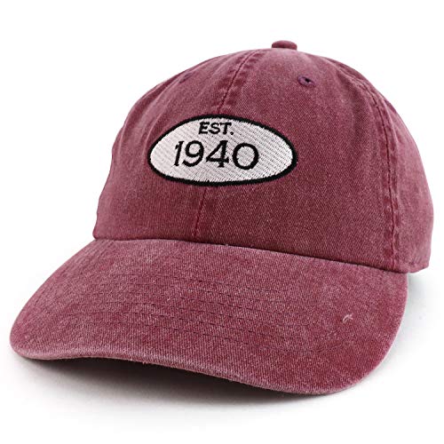 Trendy Apparel Shop 80th Birthday Established 1941 Washed Cotton Adjustable Cap