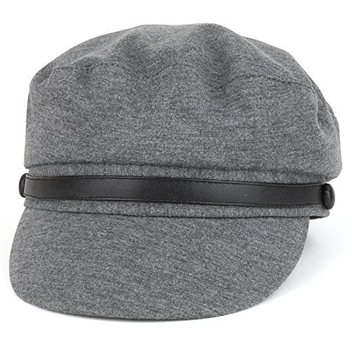 Trendy Apparel Shop Women's Greek Sailor Baker Boy Style Cabbie Hat - Grey