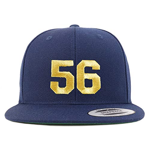 Trendy Apparel Shop Number 56 Gold Thread Flat Bill Snapback Baseball Cap