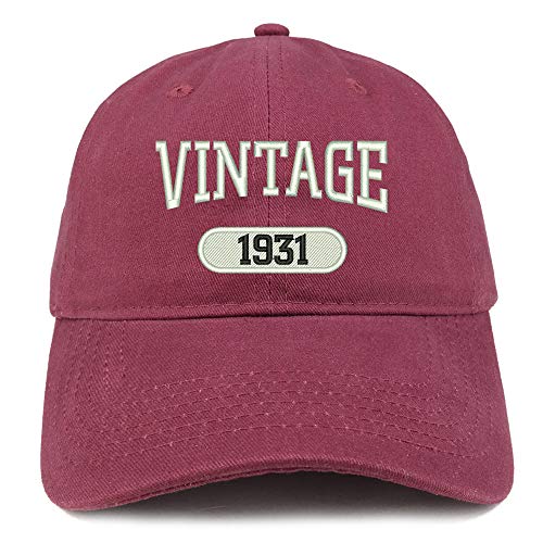 Trendy Apparel Shop 90th Birthday Vintage 1931 Soft Crown Brushed Cotton Cap