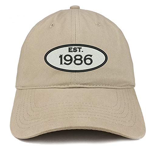 Trendy Apparel Shop 35th Birthday Established 1986 Soft Crown Brushed Cotton Cap