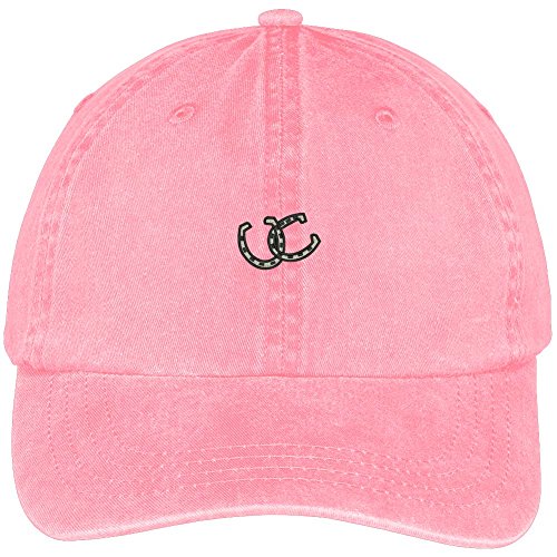 Trendy Apparel Shop Horseshoes Embroidered Washed Soft Cotton Adjustable Baseball Cap