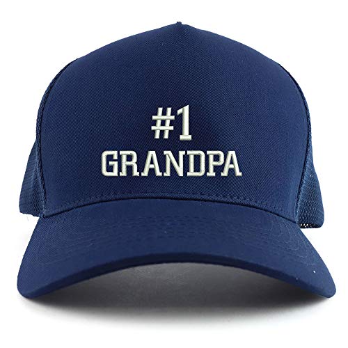 Trendy Apparel Shop Number #1 Grandpa Embroidered Oversized 5 Panel XXL Trucker Mesh Cap